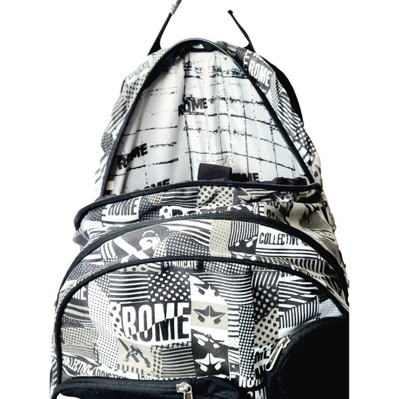 Snowboarder Backpack ROME SDS Boot Laptop Bag AOP Graphics BLK & Whi 20x13x9 VGC - Picture 8 of 15